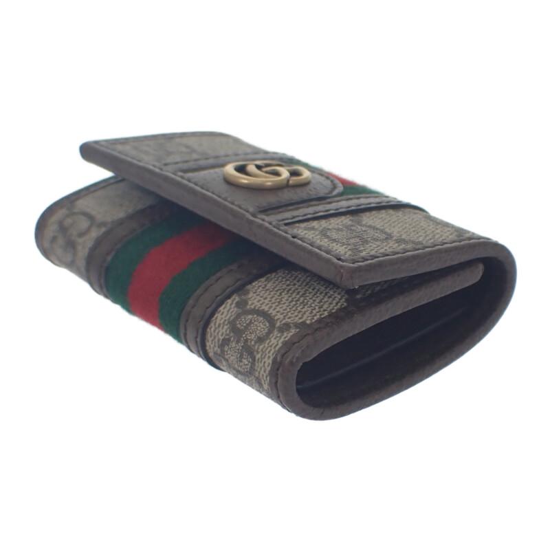 GUCCI  603732 96IWT 8745 Key holder  Brown/Red GG Supreme Canvas Women