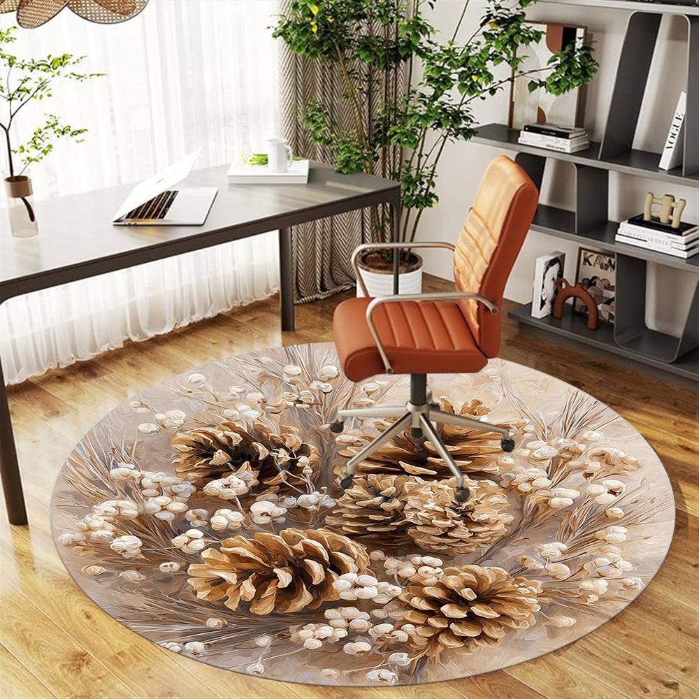 1pc pinecone flower Round Chair mat office Area Rug - Non-Slip, Floor Mat for Office, Bedroom, Ideal home decor gift c0112119