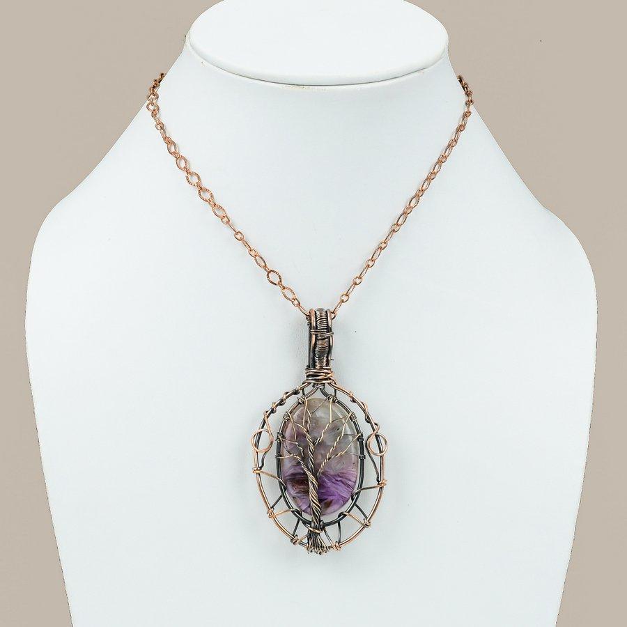 Russian Charoite Handmade Copper Wire Wrap Jewelry Pendant 3.15" A8A62