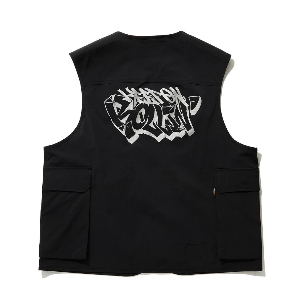 Li Ning Simple Versatile Letter Zipper Loose Vest Men Vests Black AMDU003-2