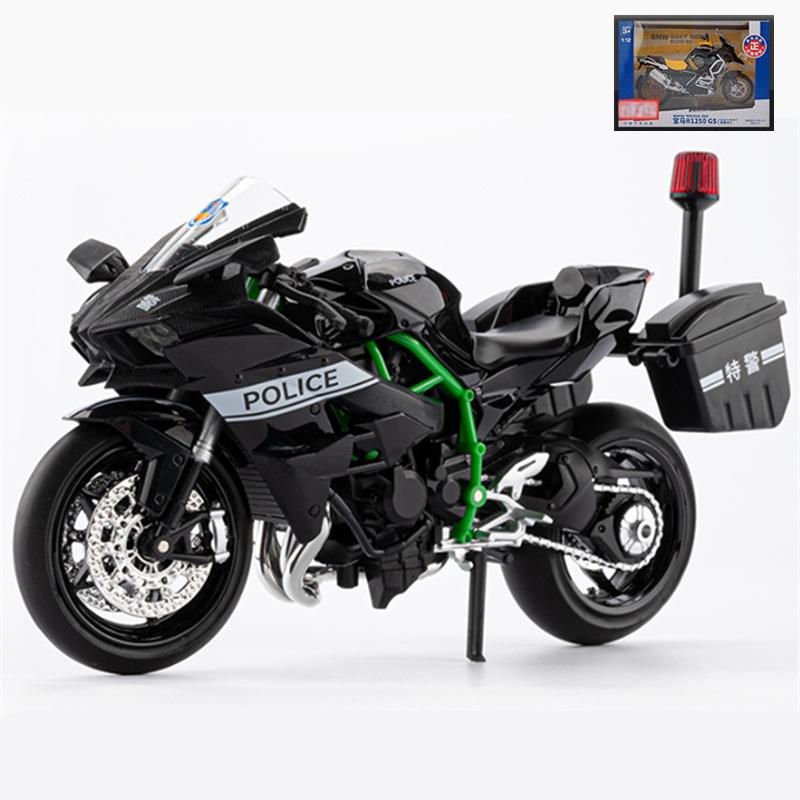 1:12 H2 H2R Alloy Police Racing Motorcycle Model Diecasts Track Sports Motorcycle Model Simulation Sound and Light Kids Toy Gift