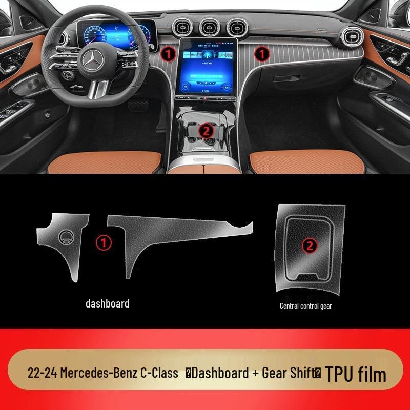 Transparent TPU Screen Protector for New Mercedes-Benz C260L/C200L Interior Console & Navigation