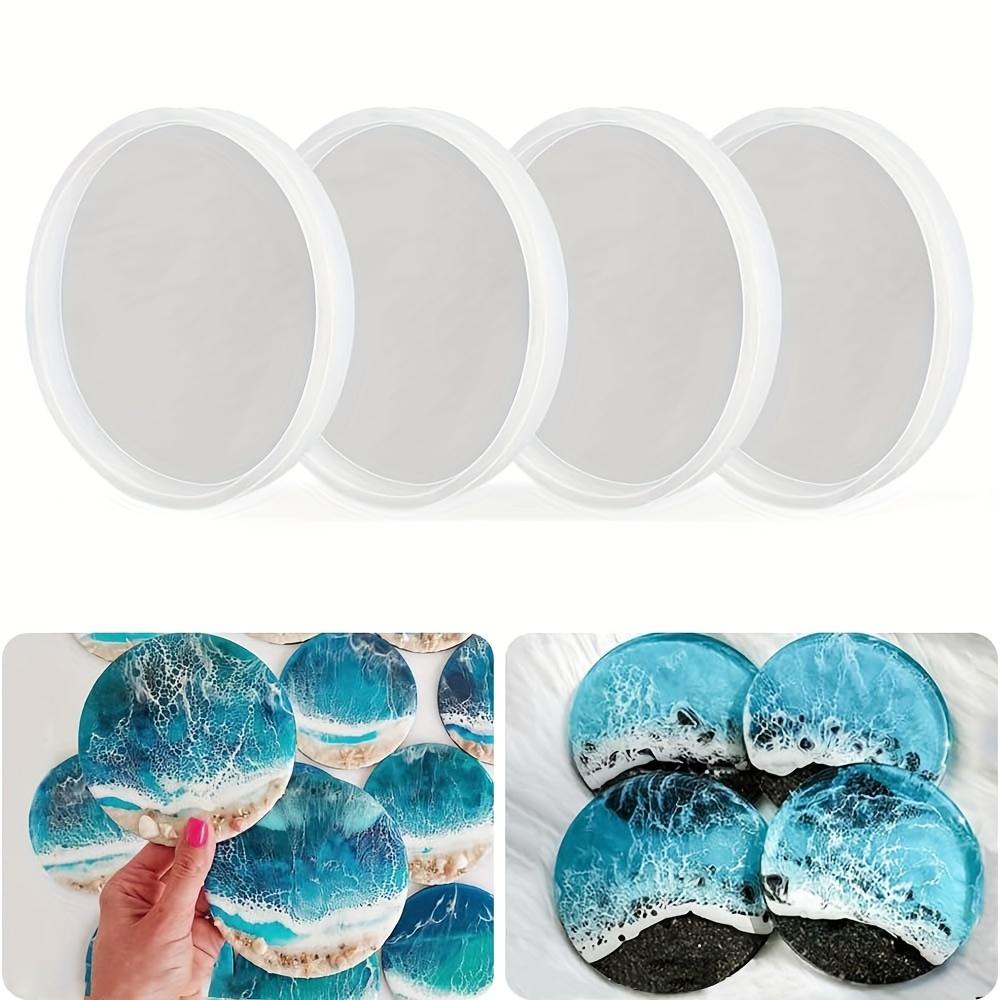 4pc- Circular coaster resin mold, lustrous crystal hole agate silicone coaster mold, resin coaster and bouquet preservation