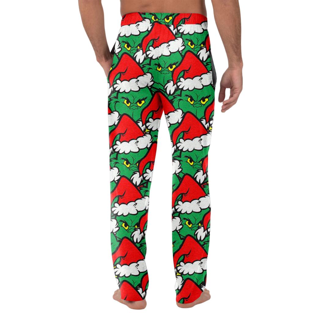 Men's Knitted Fashion Print Pocket Casual Pants Pajama Pants