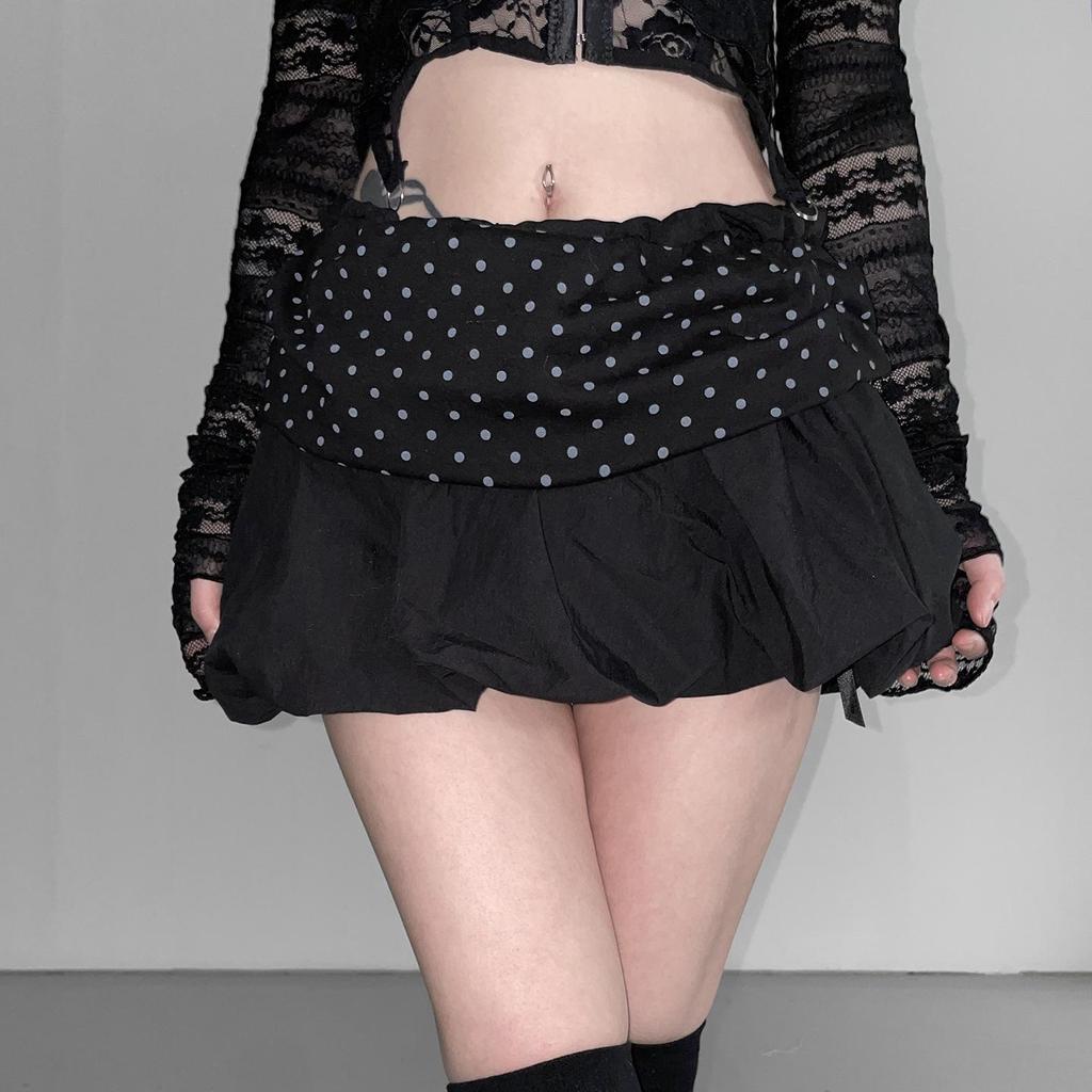 French Sweet & Spicy Polka Dot High-Waisted Tulip Hem Skirt