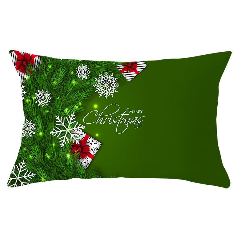 Green Series Christmas Peach Skin Printed Waist Pillowcase Square Sofa Pillowcase Office Pillowcase