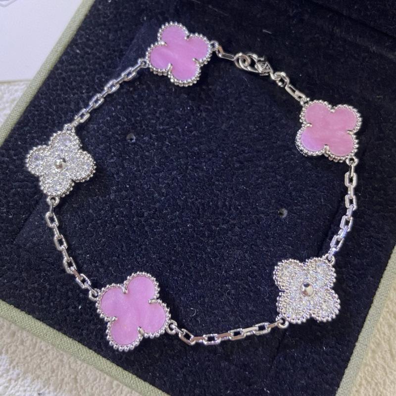 Exquisite Four-leaf Clover Bracelet for Women Five-flower Bracelet Double-sided Natural White Mother-of-pearl and Carnelian Bracelet