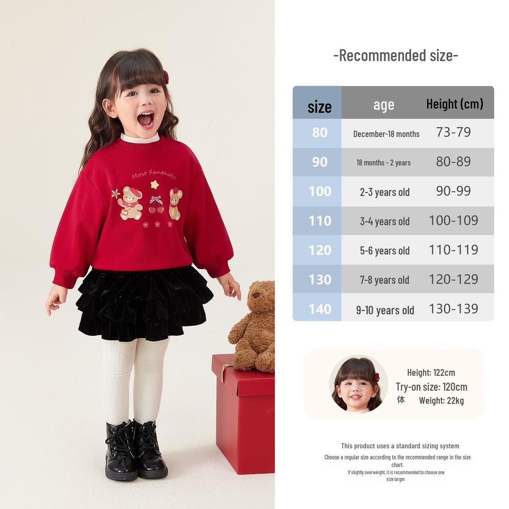 Warmth-Locking Round Neck Hoodie for Girls - Autumn/Winter Fashion Sports Top for Medium & Small Children