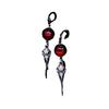 New Gothic Punk Sliver Color Vampire Bird Skull Round Red Glass Crystal Dangle Earrings for Women Heathen Wizard Jewelry Gifts