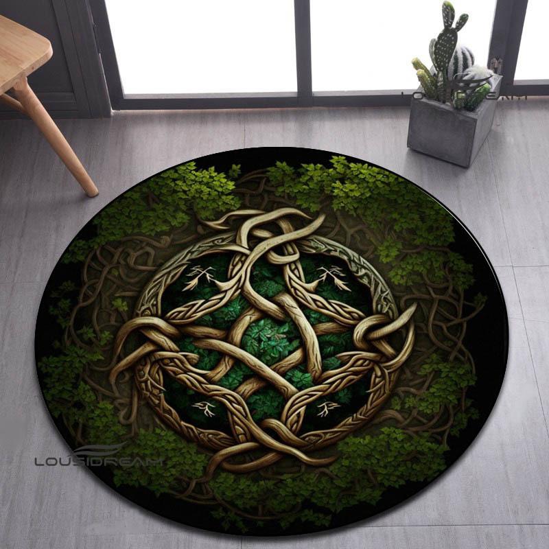 Tree of Life Retro Printed Round Carpet Living Room Bedroom Beautiful Carpet Non -slip Door Pad Floor Mats Birthday Gift