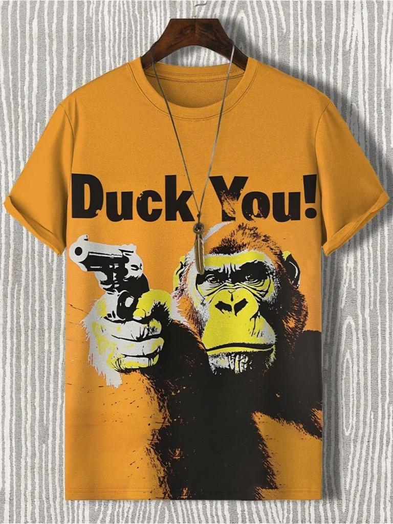 Men's Funny Animal Printed T Shirt Short Sleeved Tees Tops 3D Print O-Neck Shirts Party Summer Casual Men's Clothing Apparel