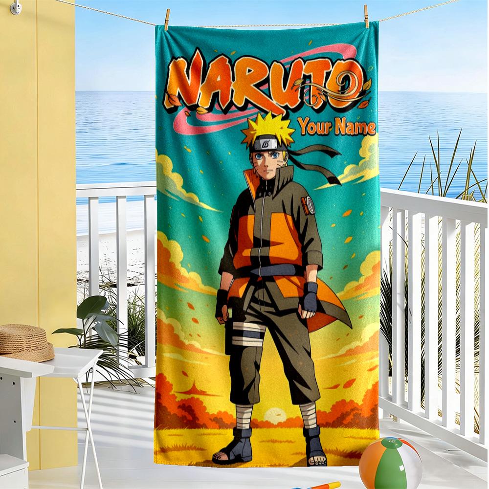 Naruto Character Customizable Name Beach Towel Soft Durable Quick-Dry Perfect for Traveling Yoga Camping and Swimming