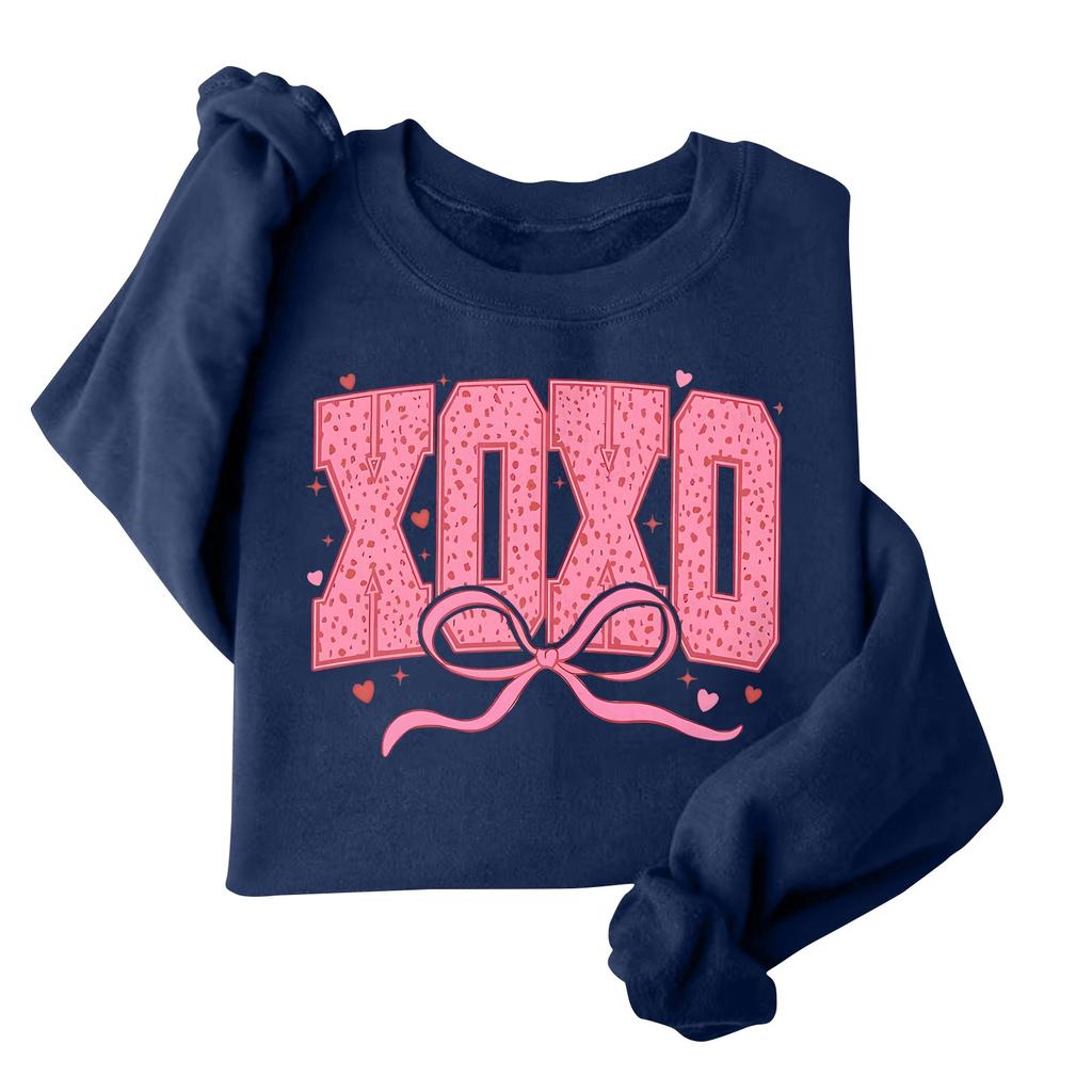 Damenmode Langarm Lockerer Valentinstag Bedrucktes Rundhals-Sweatshirt