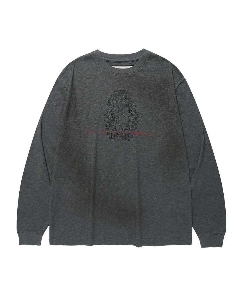 THEVINYLHOUSE Fingerprint Slub Ls Tee Charcoal