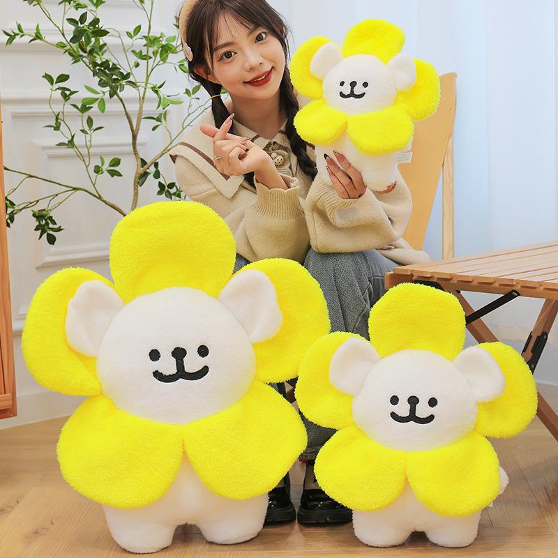 Sunflower Lines Puppy Doll Plush Toy Big Doll Throw Pillow Birthday Gift