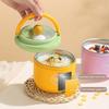 Tazza per la colazione in acciaio inossidabile con manico e coperchio, bicchiere termico portatile per latte con scomparto per cucchiaino, contenitore a prova di perdite per porridge e yogurt