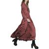 Zara Besticktes Jacquard-Midi-V-Ausschnitt-Langarmkleid Damenkleider Bordeaux 7521270-606