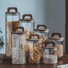 Japanese Kitchen Storage Jar: Whole Grains, Dried Tangerine Peel, Coffee Beans - Glass Container with Solid Wood Lid, Large Capacity, Various Sizes