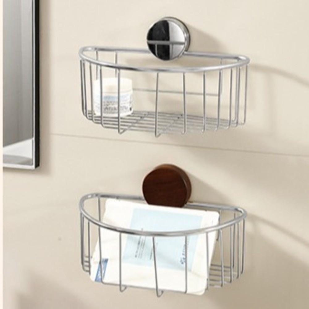 Stainless Steel Suction Cup Storage Rack Hollow-out Tissue Holder Bathroom Organizer Shelf Home
