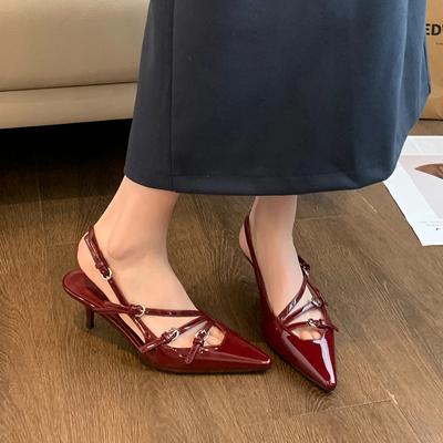 Schuhe für Damen 2024 Geschlossene Zehensandalen für Damen Modische Sandalen für Damen Spitz zulaufende Zehenpartie mit dünnen Absätzen Schnallenriemen Schuhe Damen