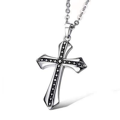 Retro Titanstahl Kreuz Anhänger Hip-Hop Halskette - Herren Modeschmuck