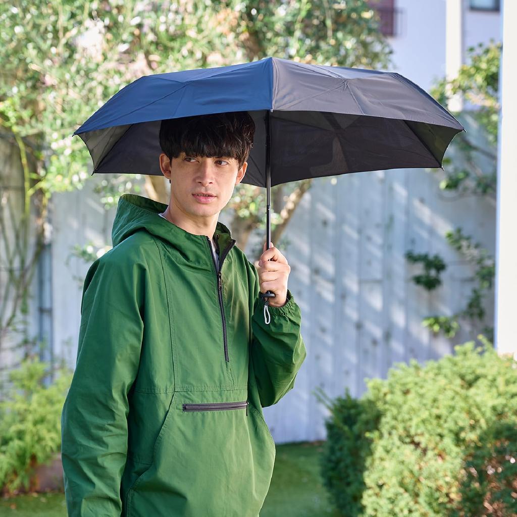 urawaza slim folding folds in 3 manual solid easy to open and UV 55cm easy to model black umbrella, seconds, opening, shape-retaining, color, close,