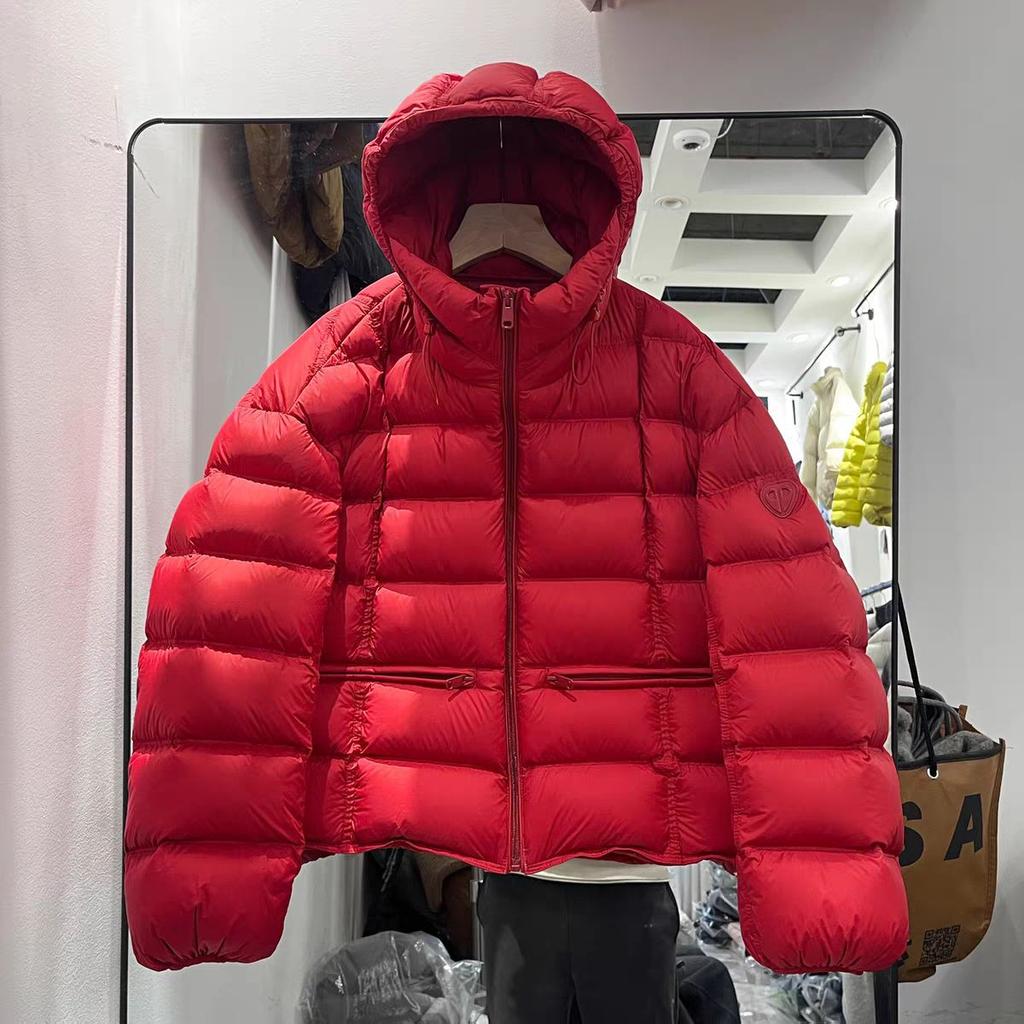 Lightweight and simple ribs short down jacket women's winter new fashionable loose hooded warm jacket