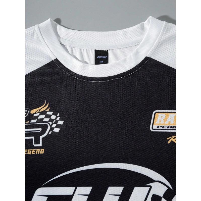 Sommar Rundhals 3D Racing Tryckt Topp Trendiga Lediga Kortärmade Herr T-shirts