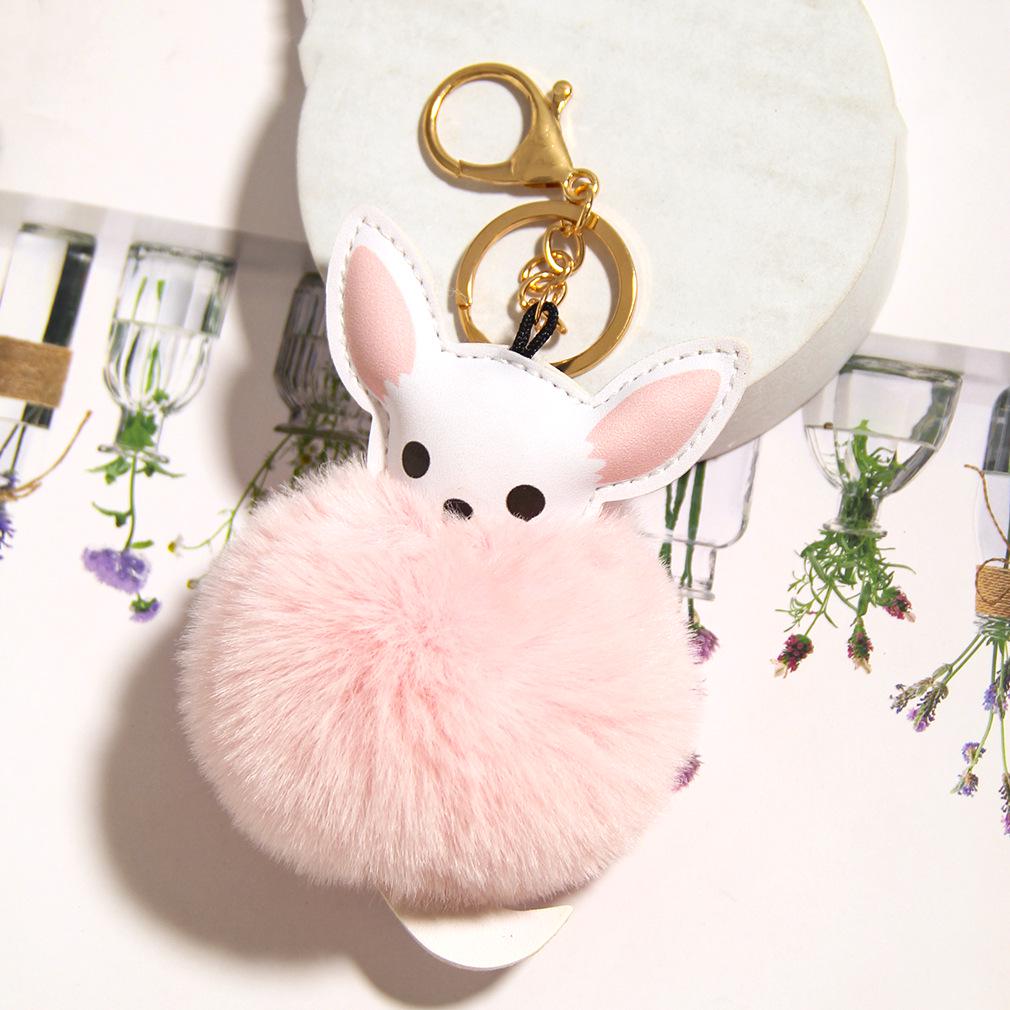 Cross-border Cartoon Keychain: Cute Animal Plush Ball Pendant for Handbags & Cars
