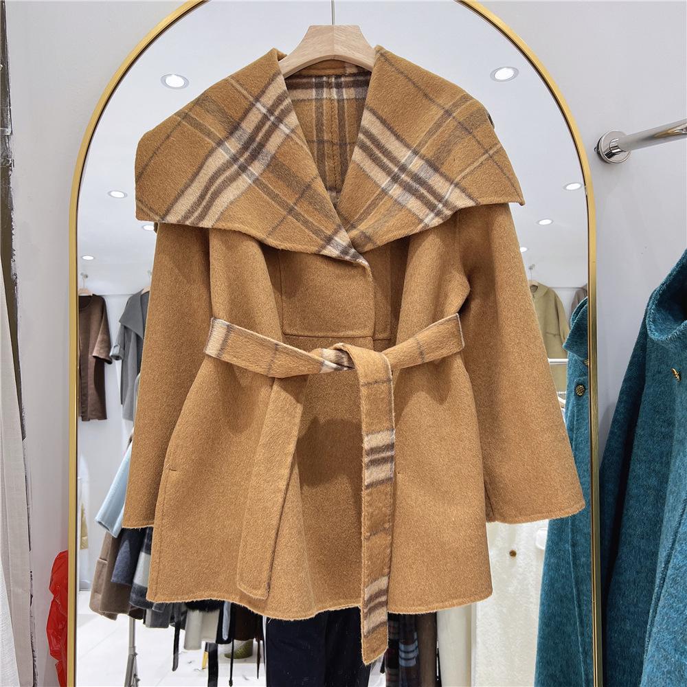 Scarlet Women's Double-Sided Cashmere Coat - 2024 Winter Mid-Length Belted Slimming Design