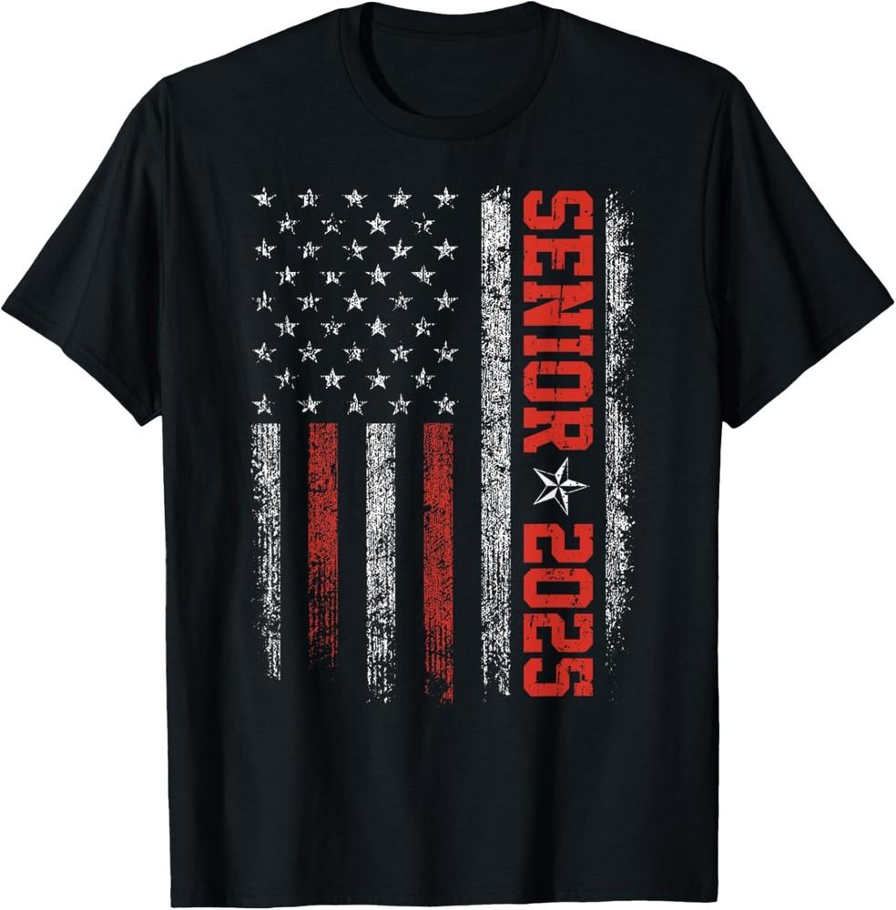 Senior Year 2025 American Flag USA Graduation Class Of 2025 T-Shirt Unisex T-Shirt L