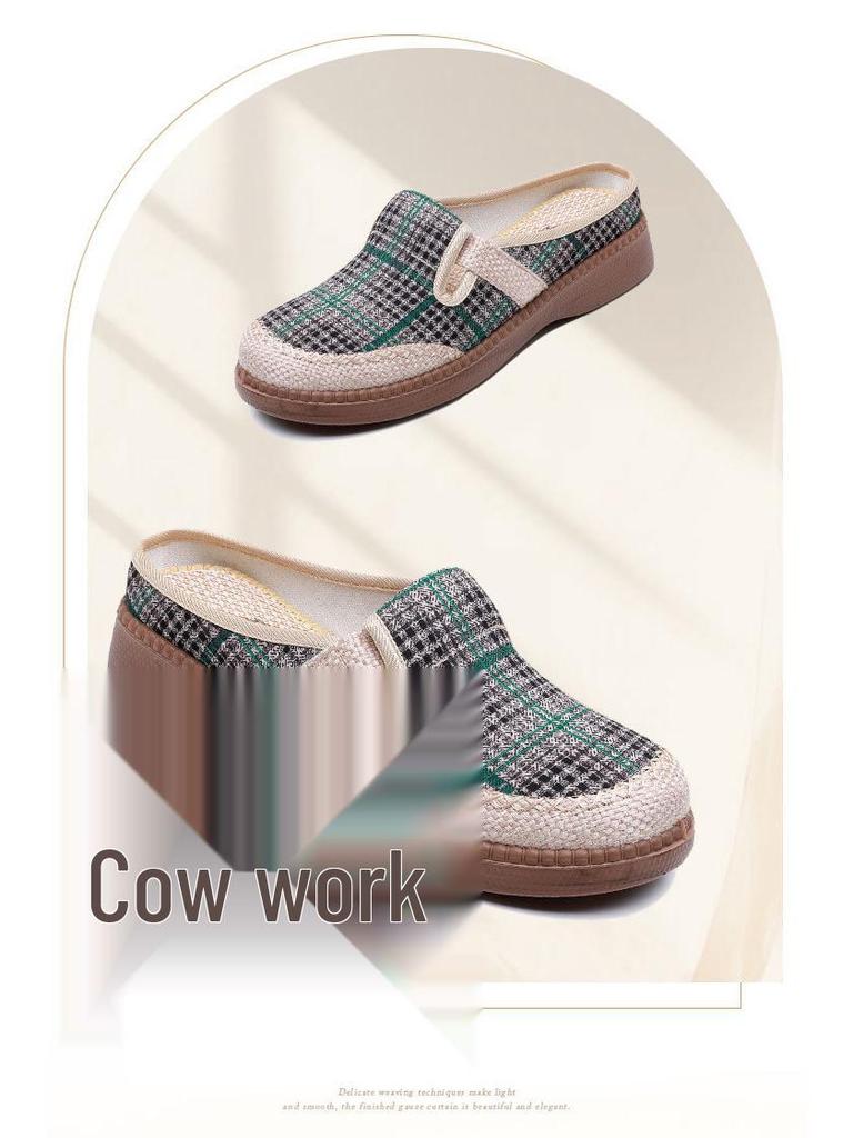 Women's Spring/Summer Soft Sole Breathable Slip-On Cloth Shoes - Fashionable Lightweight Casual Half Slippers