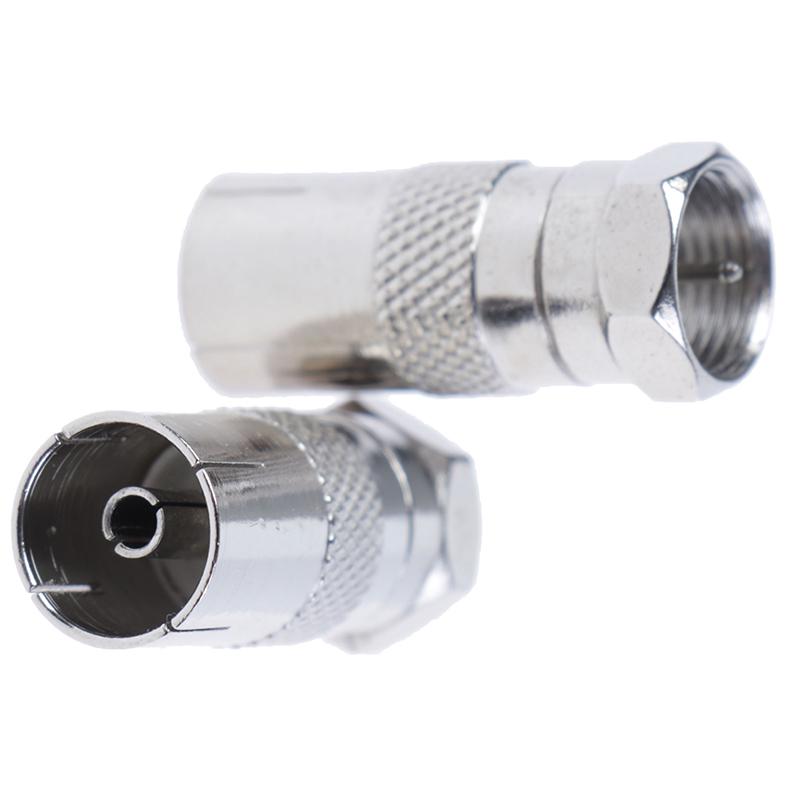 2Pcs F Type Male Plug Connector Socket To Rf Coax Tv Aerial Female Rf Adapters