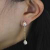 Long Turquoise Drop Earring With Round Cubic Zircon Gold Plated Turquoise Pear Shaped Drop Tassel Chain Earring