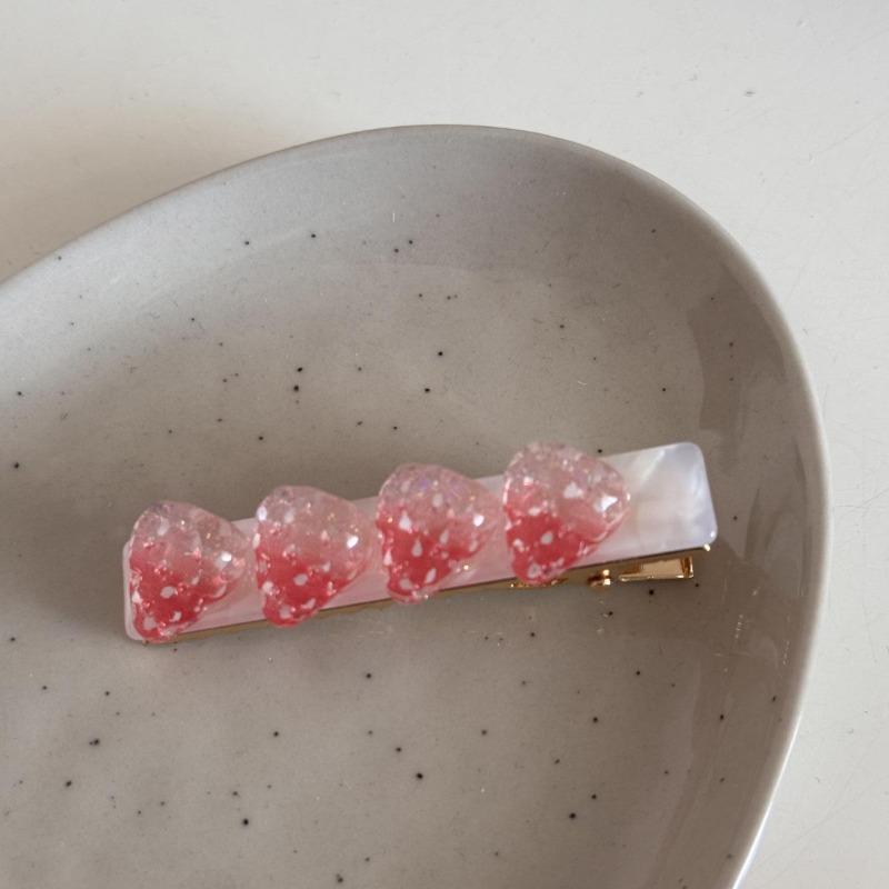Jelly Color Cute Strawberry Hairpin Girls Lolita Bangs Duckbill Clip Girls Sweet Hair Side Clip Summer Styling Accessories