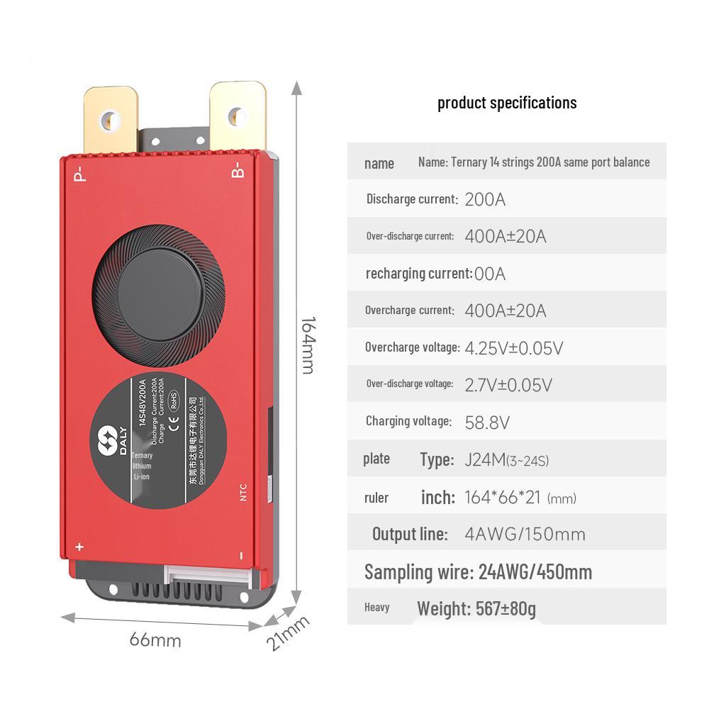 Dali BMS Battery Protection Board 3S-24S 150A/200A with Temperature Control for Tricycle Energy Storage