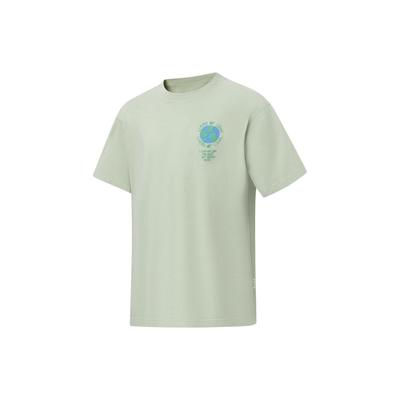 Li Ning Buchstabenprint Locker Rundhals Kurzarm T-Shirt Unisex Oberteile Wüstengrün AHST153-7