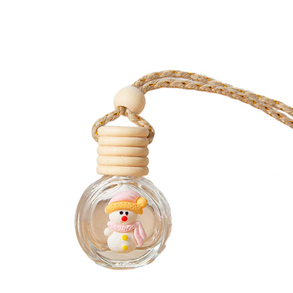 10ML Christmas Car Perfume Bottle Car Hanging Perfume Empty Bottle Wood Lid Cute Santa Elk Glass Essential Oil Empty Bottle