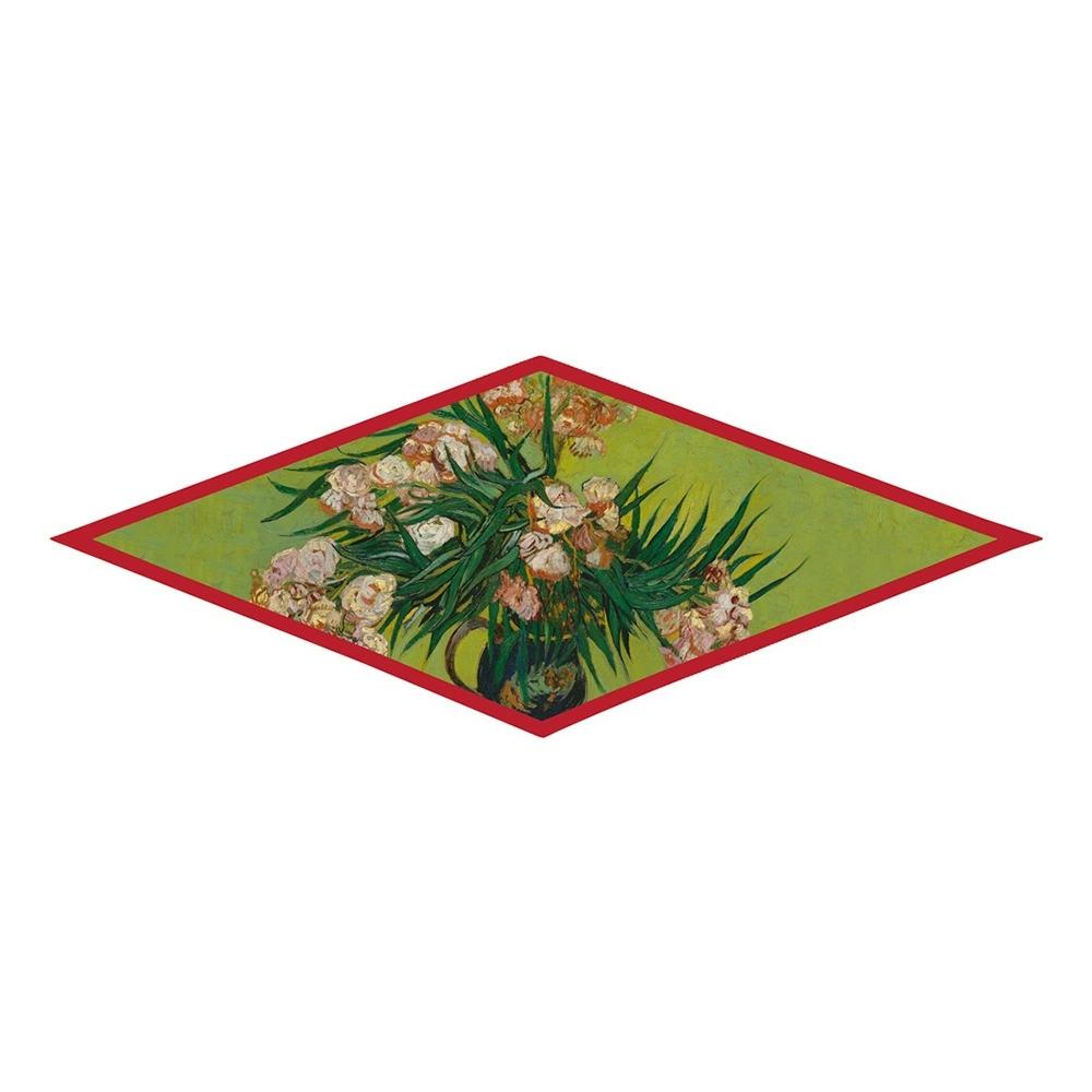 Oil Painting Diamond Scarf Woman Fashion Silk Scarf Luxury Bandana Headband Hijab Foulard Neckerchief Shawl