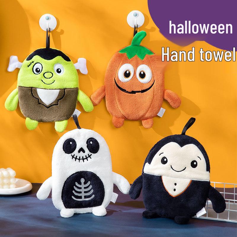 Halloween Hanging Hand Towel: High-Quality Coral Fleece, Thick, Water-Absorbent, Quick-Drying, Perfect for Kids