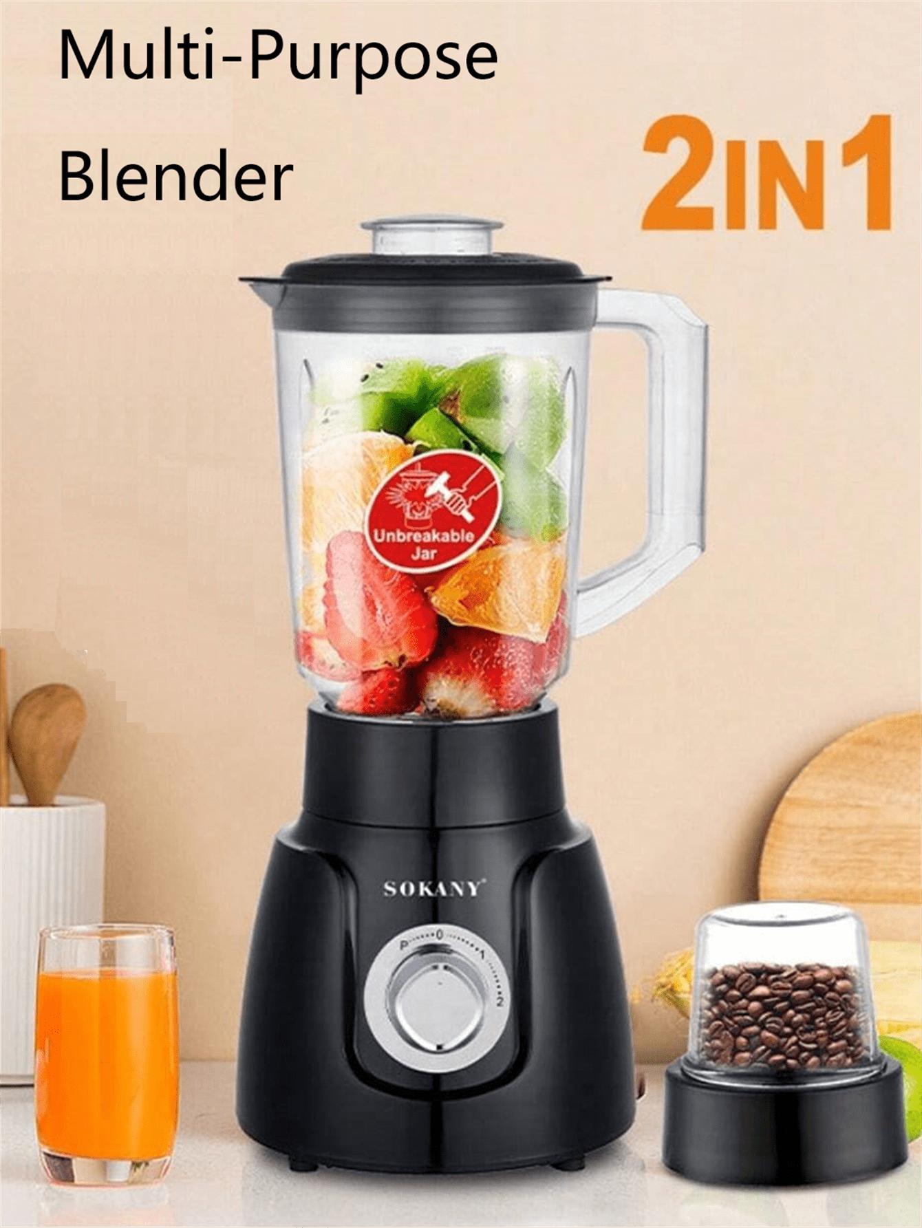 

SOKANY185 Кухонный комбайн 2-в-1 с высокой мощностью 500 Вт и большой емкостью 1500 мл, оснащенный кофемолкой/мельницей для специй UK&110 V чёрный