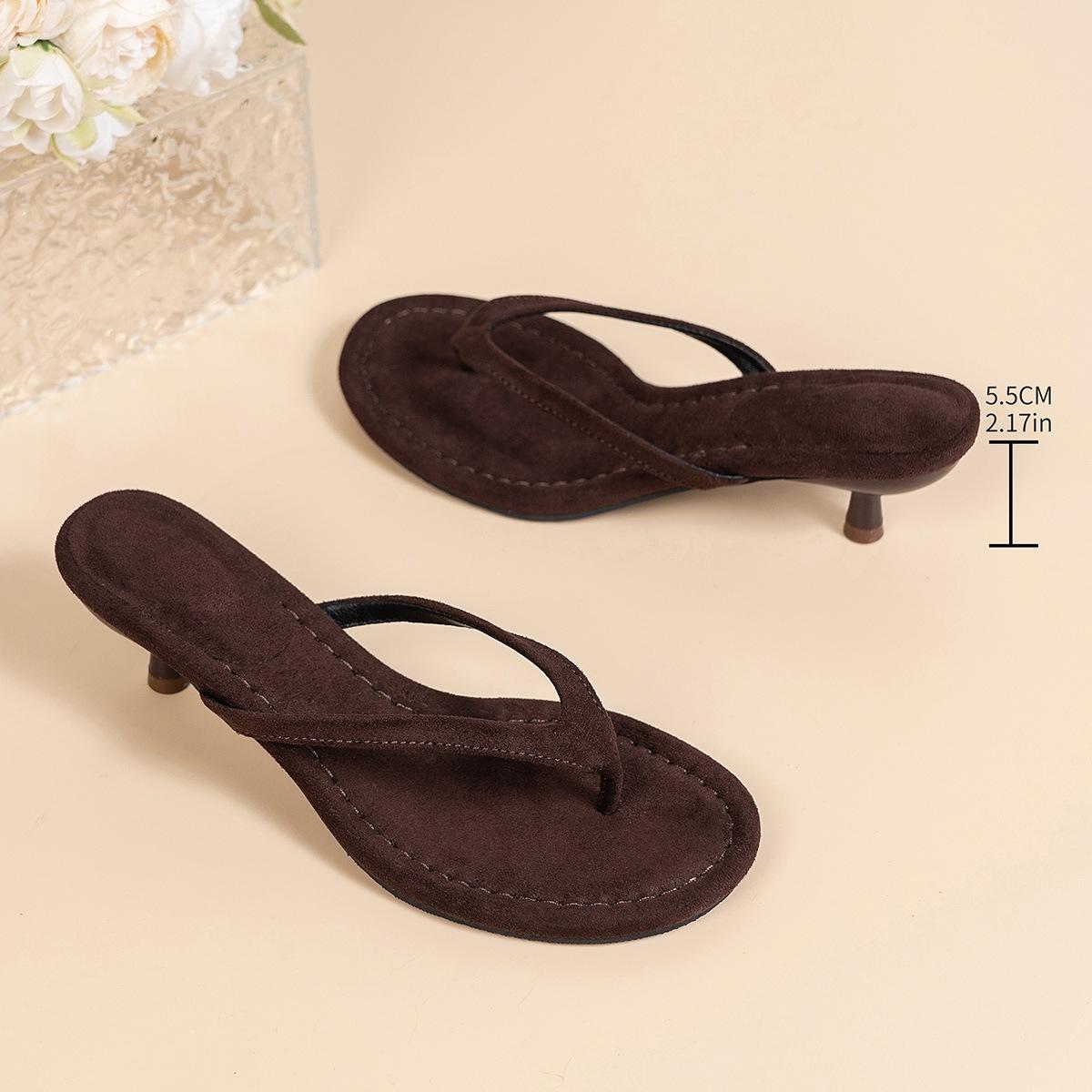 Zomer Dun Lage Hak Slippers Dames Rond Teenclip Strand Casual Sandalen Flip Flops Muilen Schoenen De 38