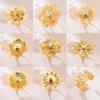 Teamer Large Flowers Open Ring Stainless Steel Gold Color Adjustable Rings Woman Fashion Bohemian Jewelry Wedding Gift