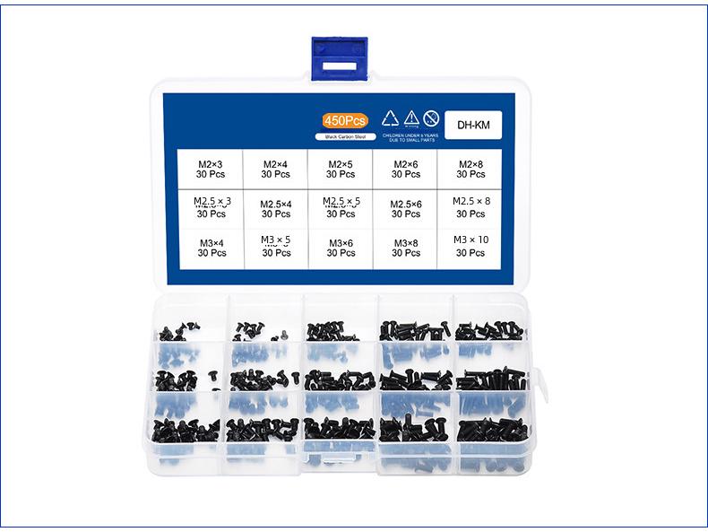 KM Black Cross Recessed Countersunk Flat Head Screw Set for Computer & Notebook Assembly