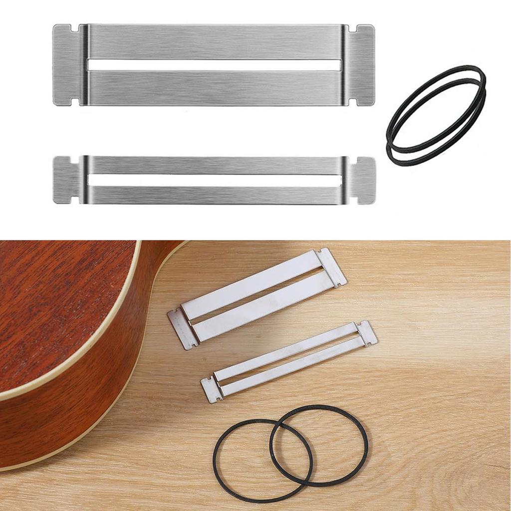 Guitar Fret Polishing Guard Kit–6 Stainless Steel Fingerboard Protectors (3Large&Small)+12 Rubber Bands for Luthier Tool