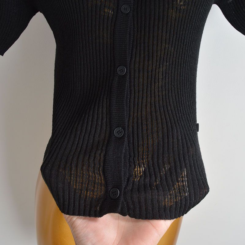 Summer New Arrival Pure Color Minimalist V-neck Single Breasted Ice Silk Knitted Cardigan Women's Clothing Loose Thin Short Sleeve Tops