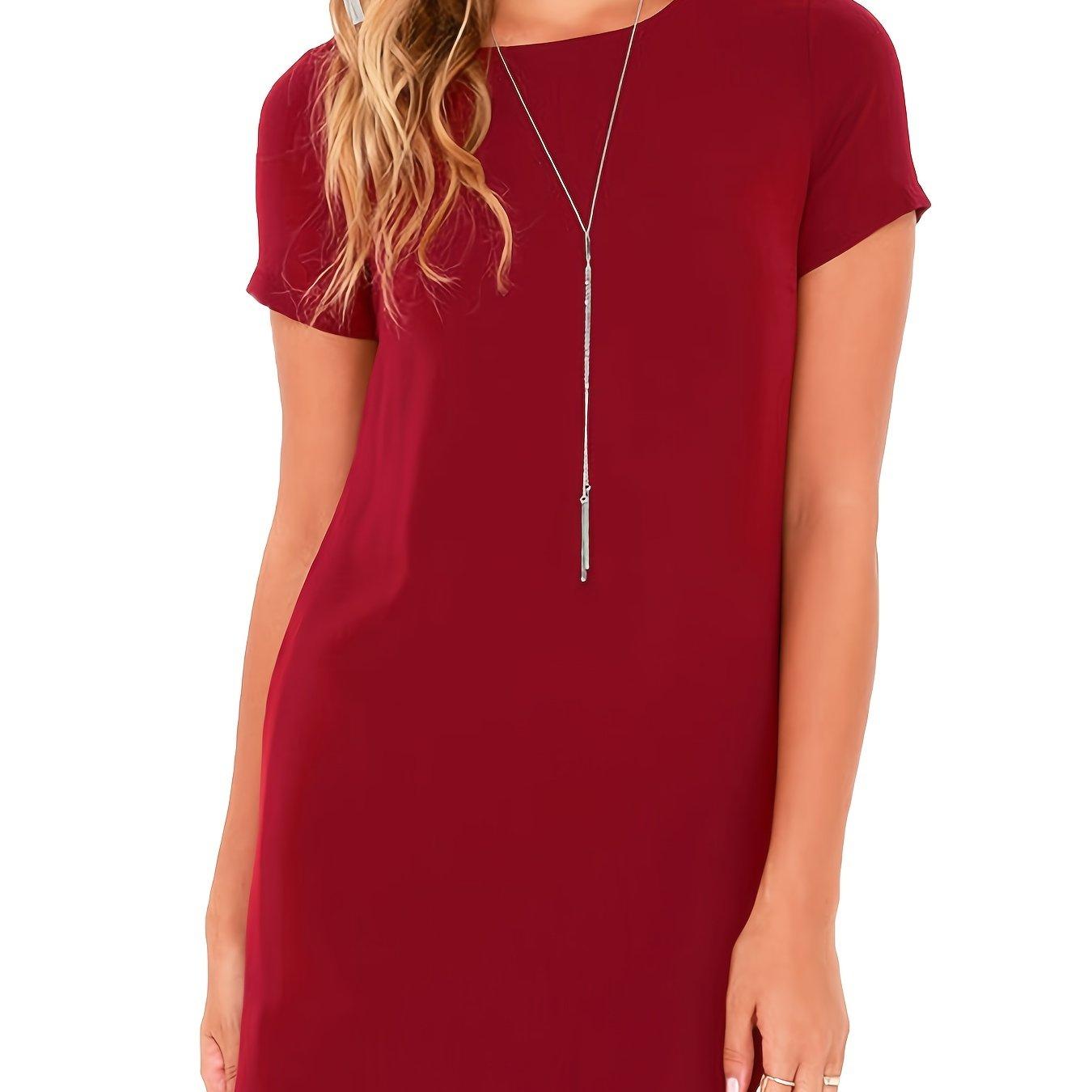 

Жіночі літні повсякденні сукні-футболки на гойдалках з коротким рукавом, пляжне прикриття з вільною футболкою великого розміру, тонка сукня XL бордовий