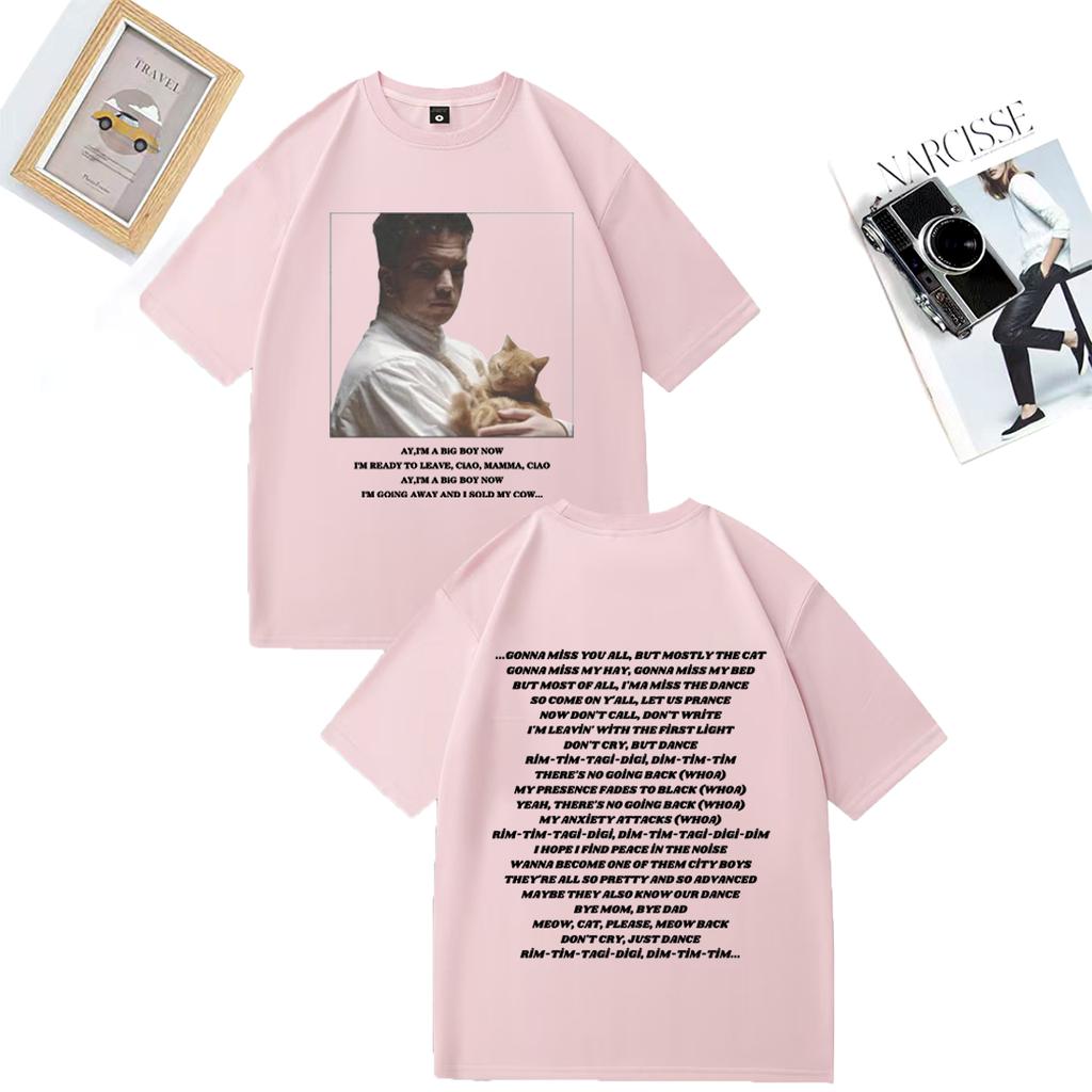 Baby Lasagna Rim Tim Tagi Dim Eurovision Móda Tričko Unisex DÁMSKÉ vtipné Kočka krátký rukáv Trička Unisex oversized Bavlněná trička