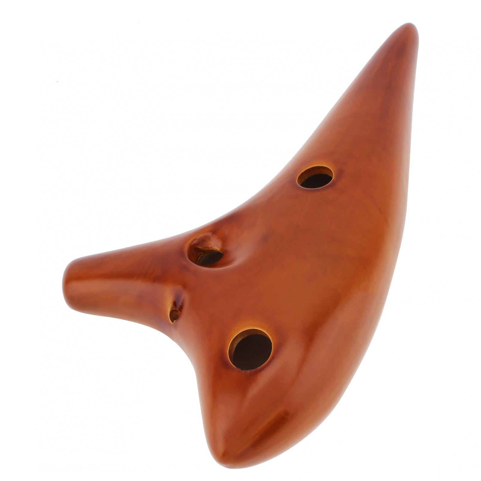 Ocarina In Ceramica 12 Fori Alto Do - Strumento Musicale Con Cordino E Custodia Per Principianti