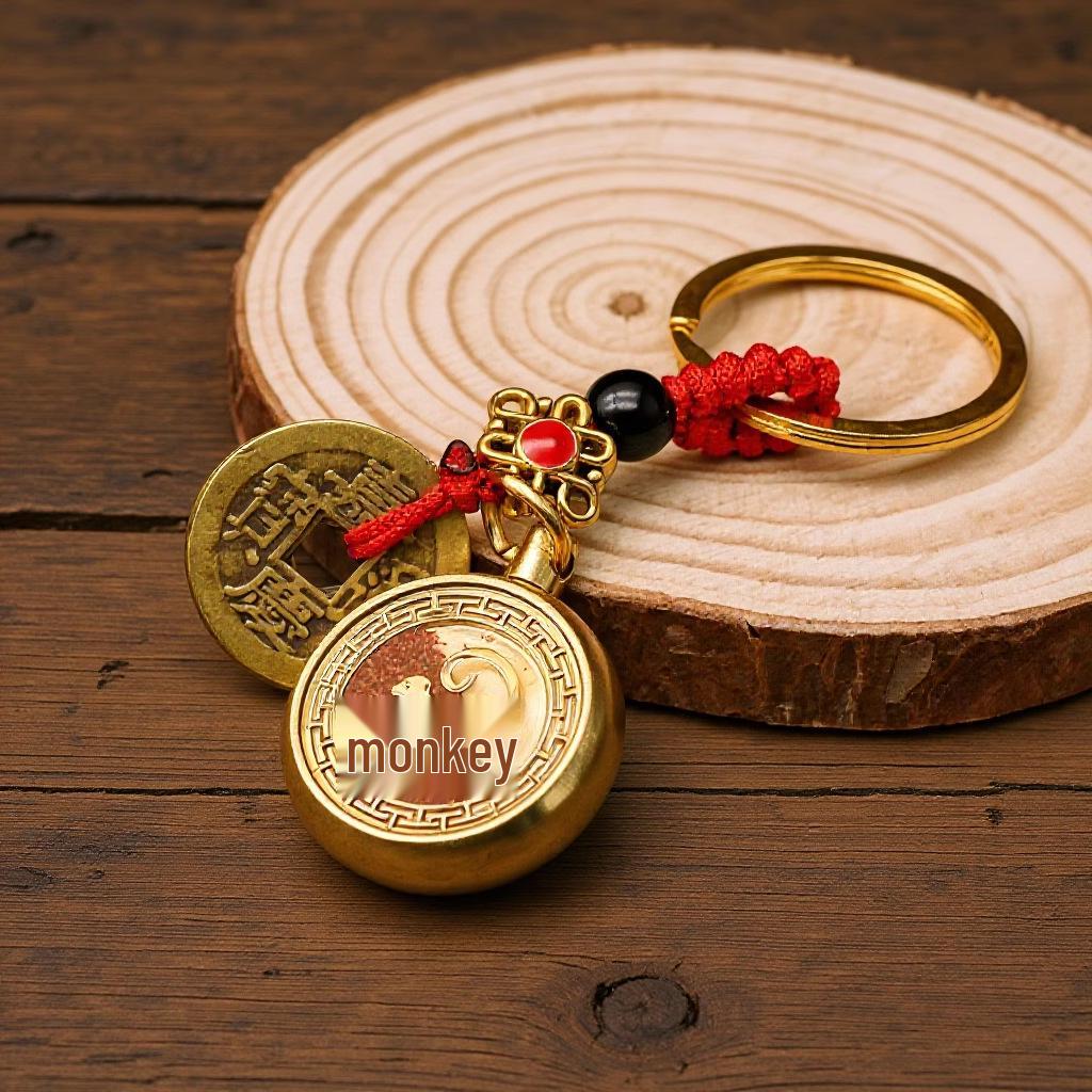 Brass Rotating Zodiac Keychain Pendant: Unisex Creative Handicraft